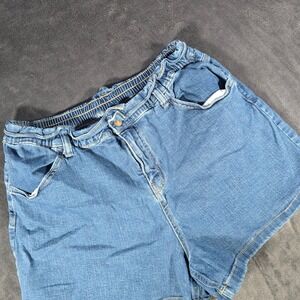 Time‎ and Tru Denim Shorts Elastic Waist Pull On Casual Comfy Size 14